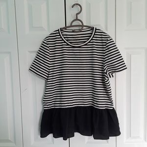 Kate Spade Broome Street striped ruffle blouse